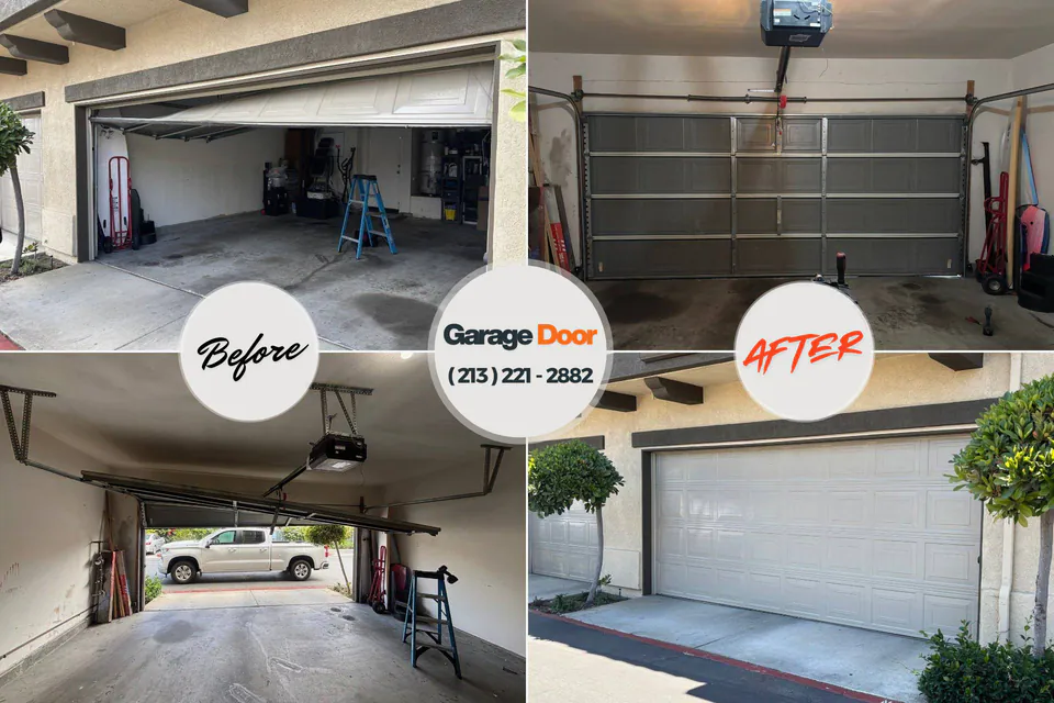 Before and after: garage door repair Cottonport, LA